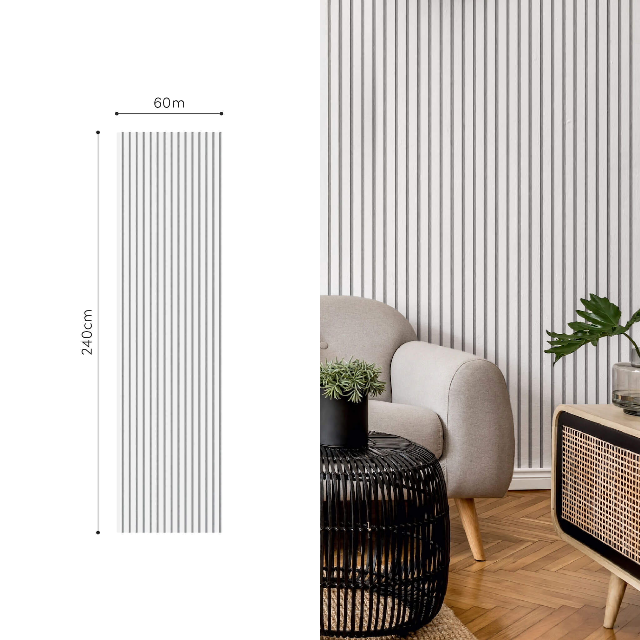 Akustikpaneele Walleu 240 x 60 cm | Weiß