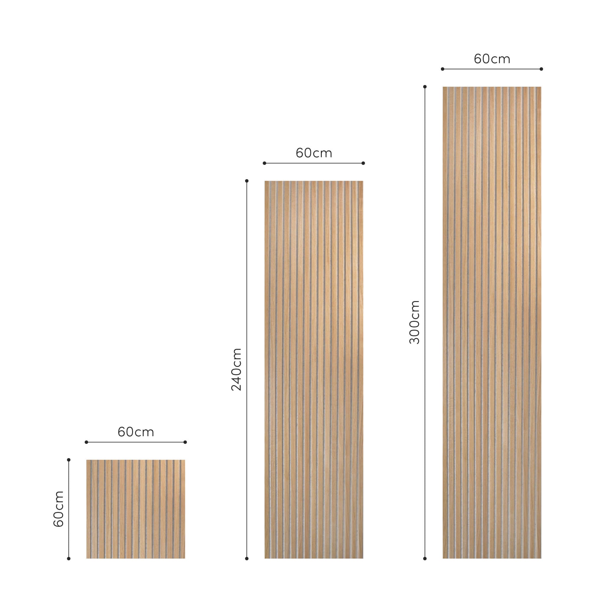 Akustikpaneele Walleu 240 x 60 cm | Natürliche Eiche - Filz Grau
