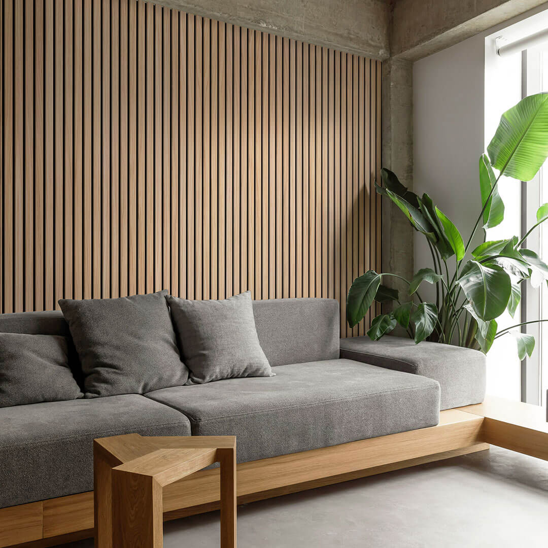 Akustikpaneele Walleu 240 x 60 cm | Natürliche Eiche - Schwarzer Filz