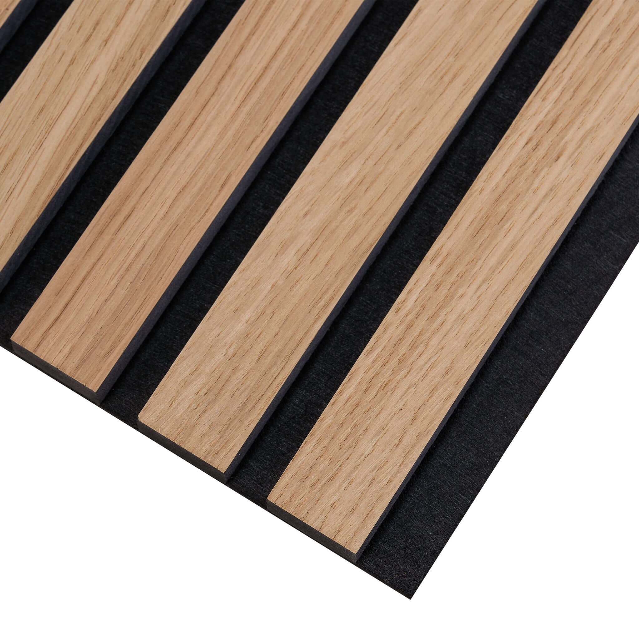 Akustikpaneele Walleu 240 x 60 cm | Natürliche Eiche - Innenseite Schwarz - Schwarzer Filz