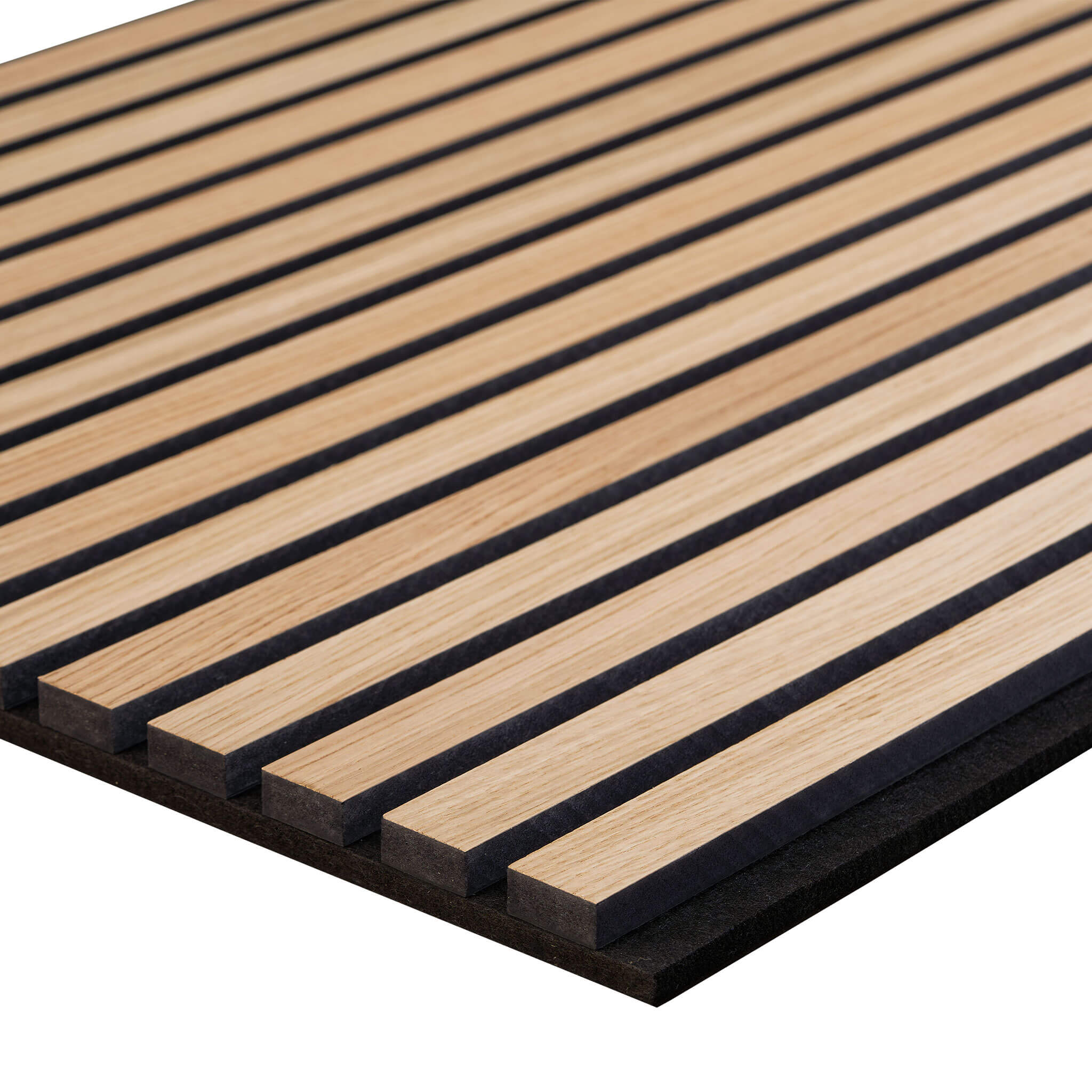 Akustikpaneele Walleu 240 x 60 cm | Natürliche Eiche - Innenseite Schwarz - Schwarzer Filz