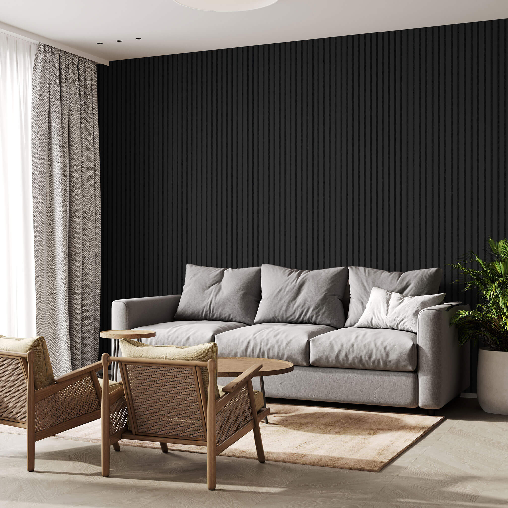Akustikpaneele Walleu 240 x 60 cm | Schwarz