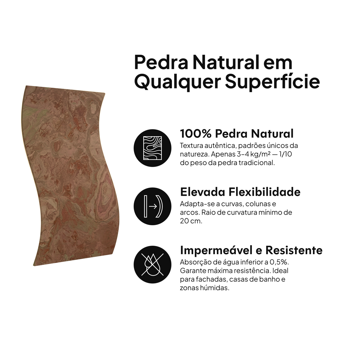 Pedra natural em qualquer superfície: 100% pedra natural, elevada flexibilidade, impermeável e resistente #lang:pt