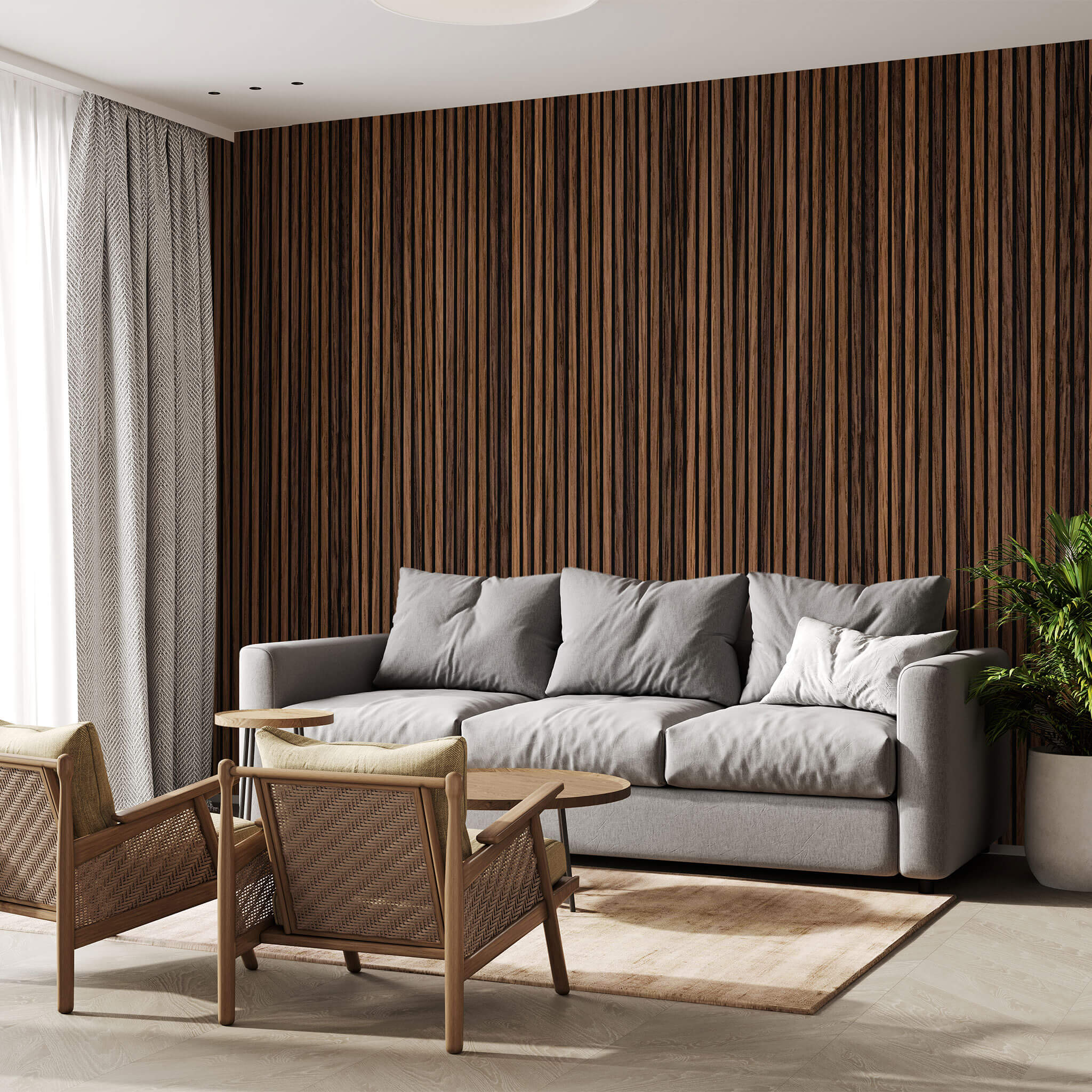 Akustikpaneele Walleu 240 x 60 cm | Eiche Geräuchert