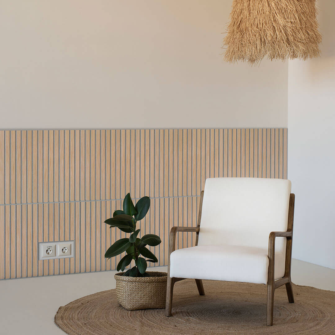 Akustikpaneele Walleu 60 x 60 cm | Natürliche Eiche - Filz Grau