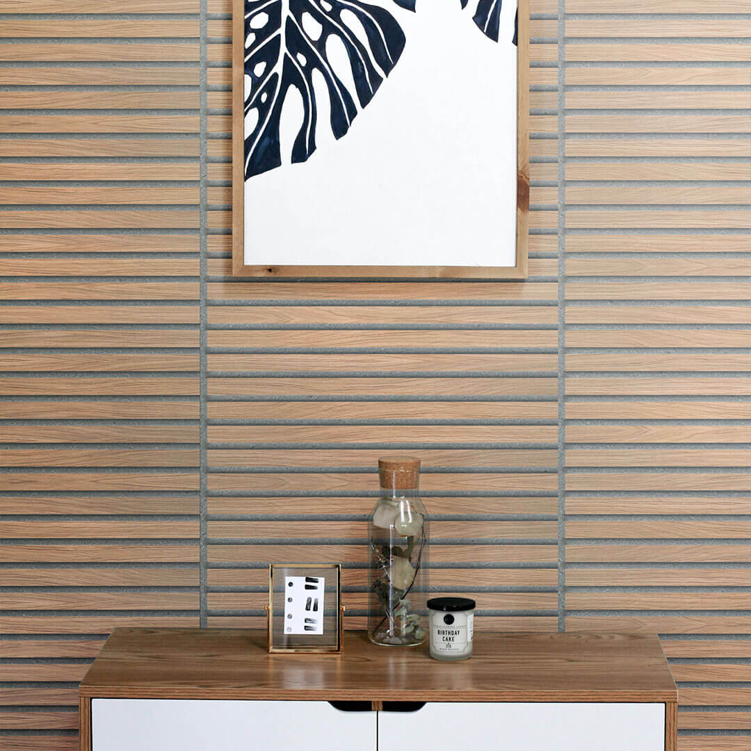 Akustikpaneele Walleu 60 x 60 cm | Natürliche Eiche - Filz Grau