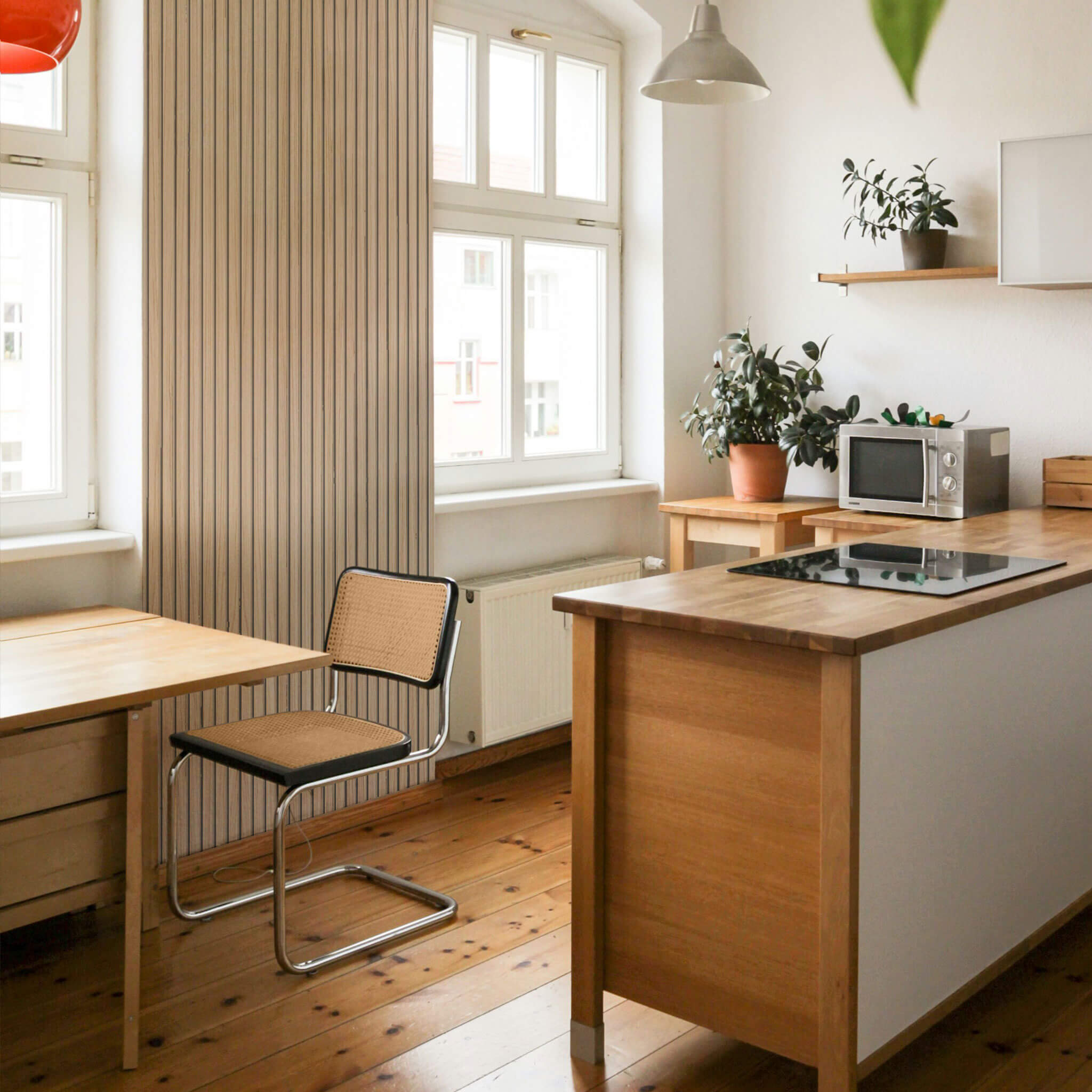 Akustikpaneele Walleu 240 x 60 cm | Natürliche Eiche - Innenseite Schwarz - Beige Filz