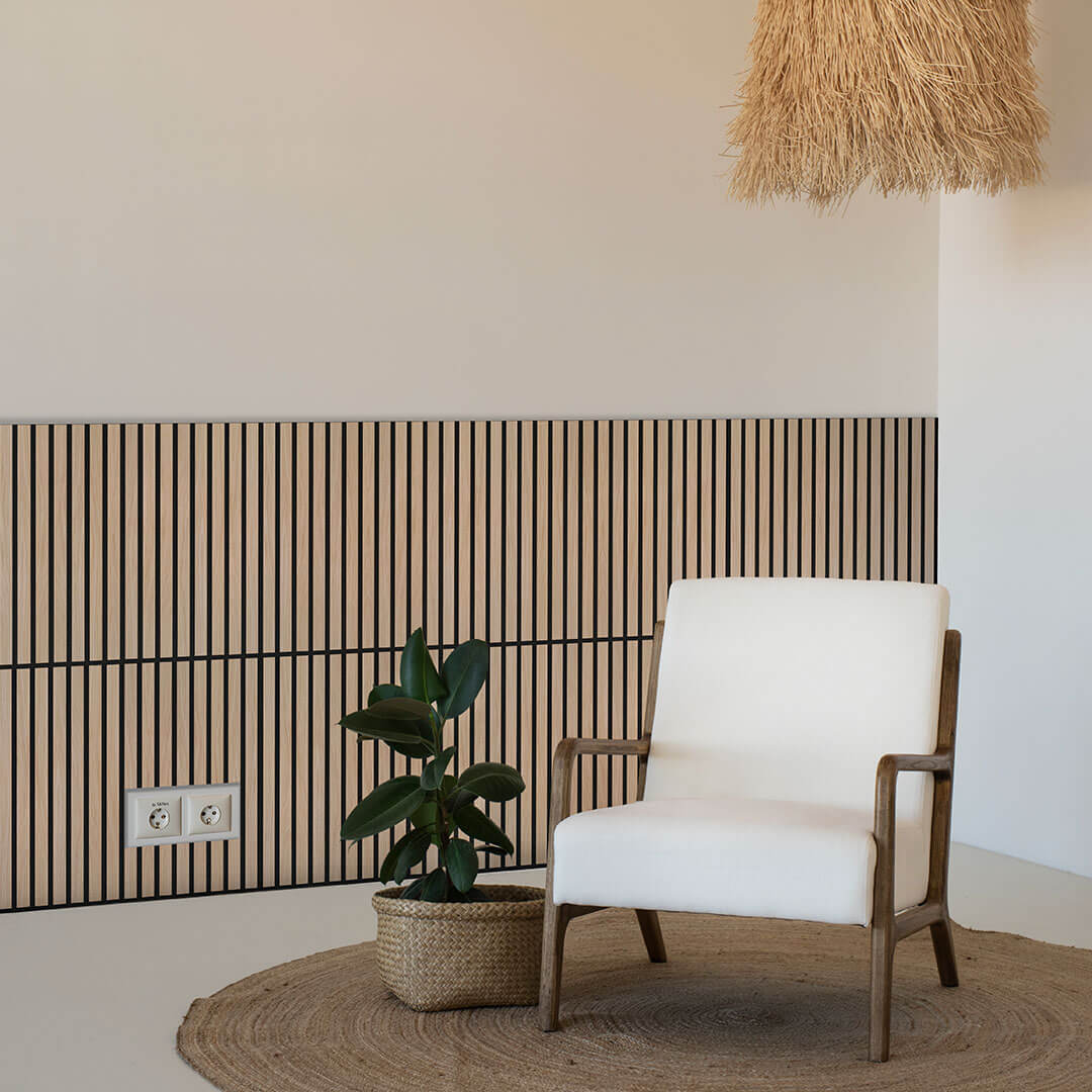 Akustikpaneele Walleu 60 x 60 cm | Natürliche Eiche - Innenseite Schwarz - Schwarzer Filz