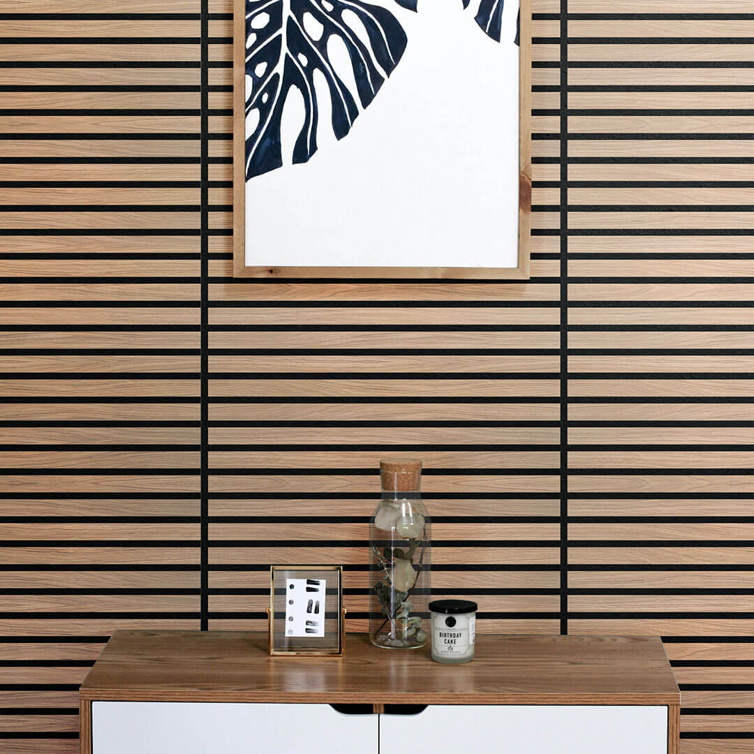 Akustikpaneele Walleu 60 x 60 cm | Natürliche Eiche - Innenseite Schwarz - Schwarzer Filz