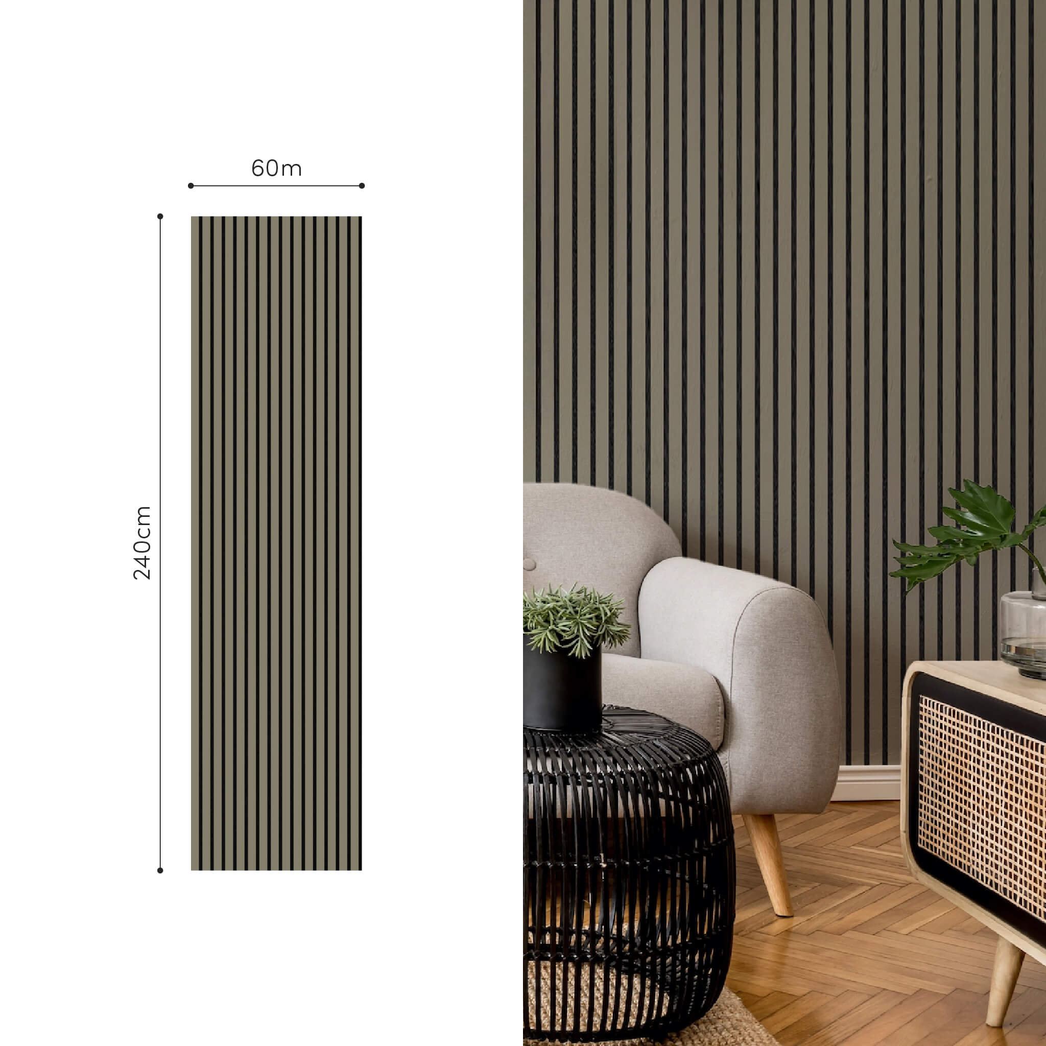 Akustikpaneele Walleu 240 x 60 cm | Oliv