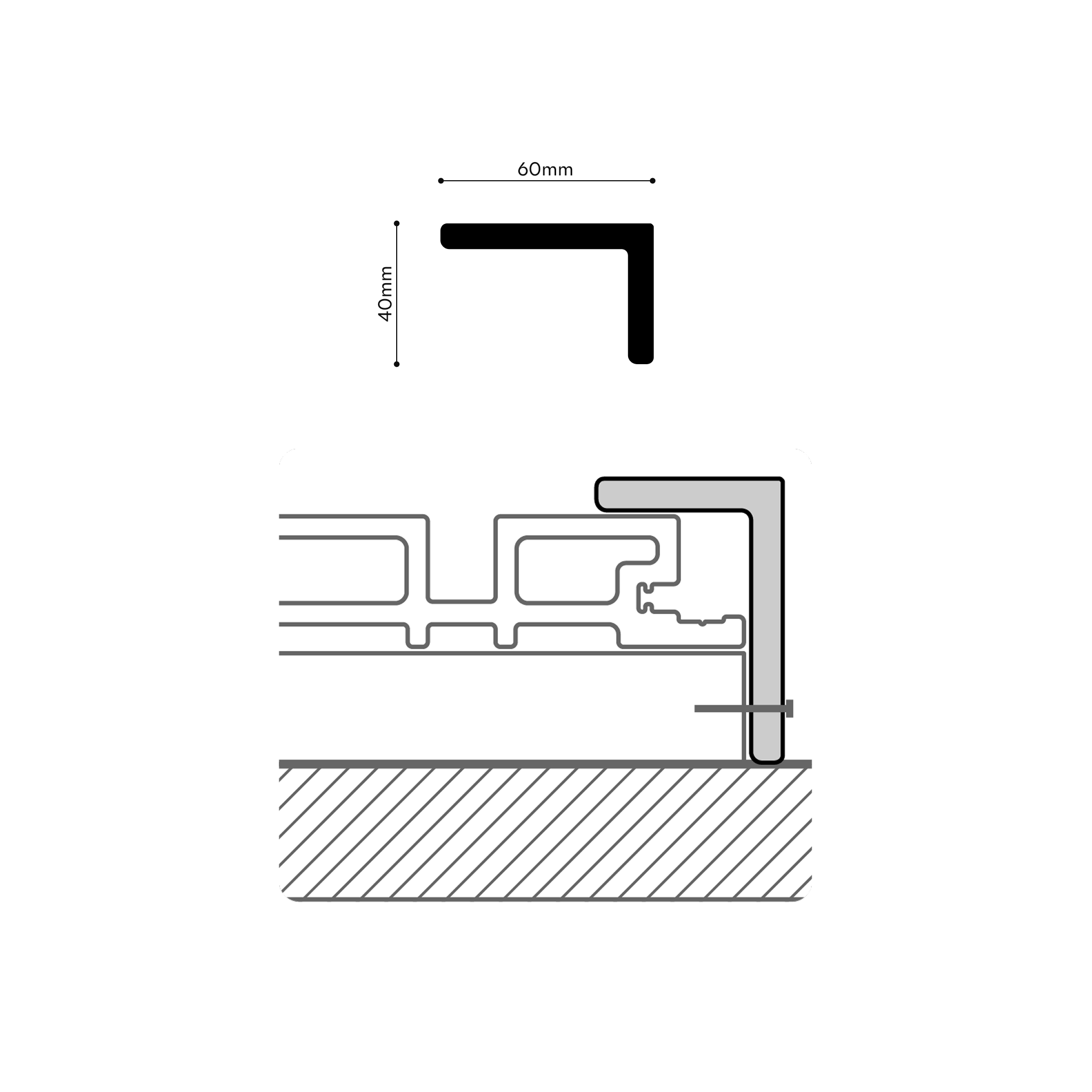 WPC-Abschlussprofil | 6 x 4 x 290cm (2er-Pack) | Graphit