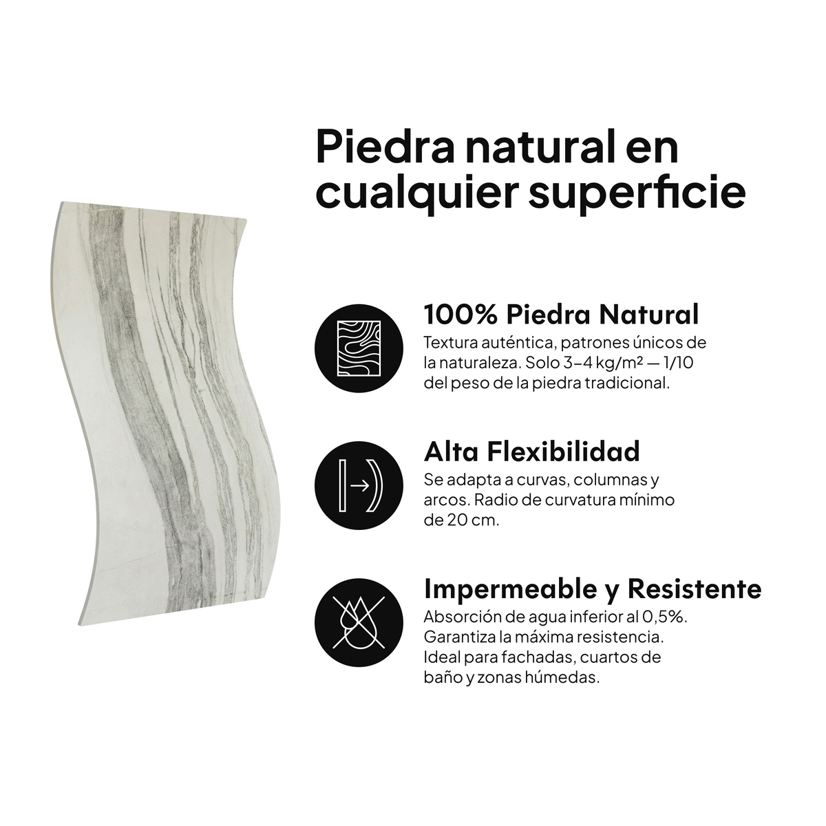 Piedra natural en cualquier superficie: 100% piedra natural, alta flexibilidad, impermeable y resistente #lang:es
